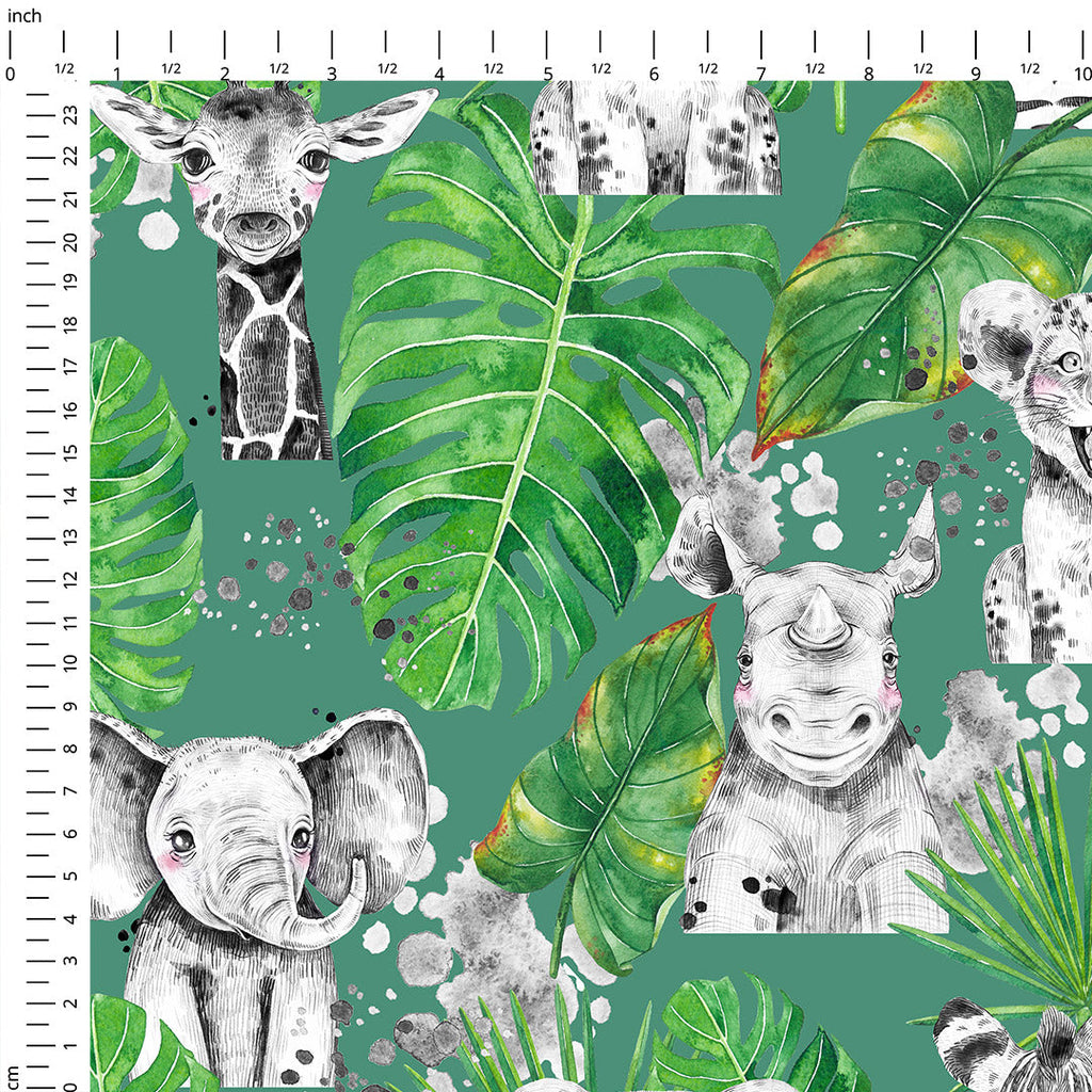 Safari Babies Green Fabric