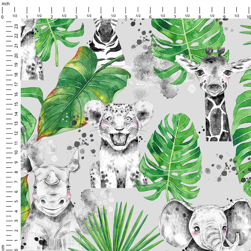 Safari Babies Grey Fabric