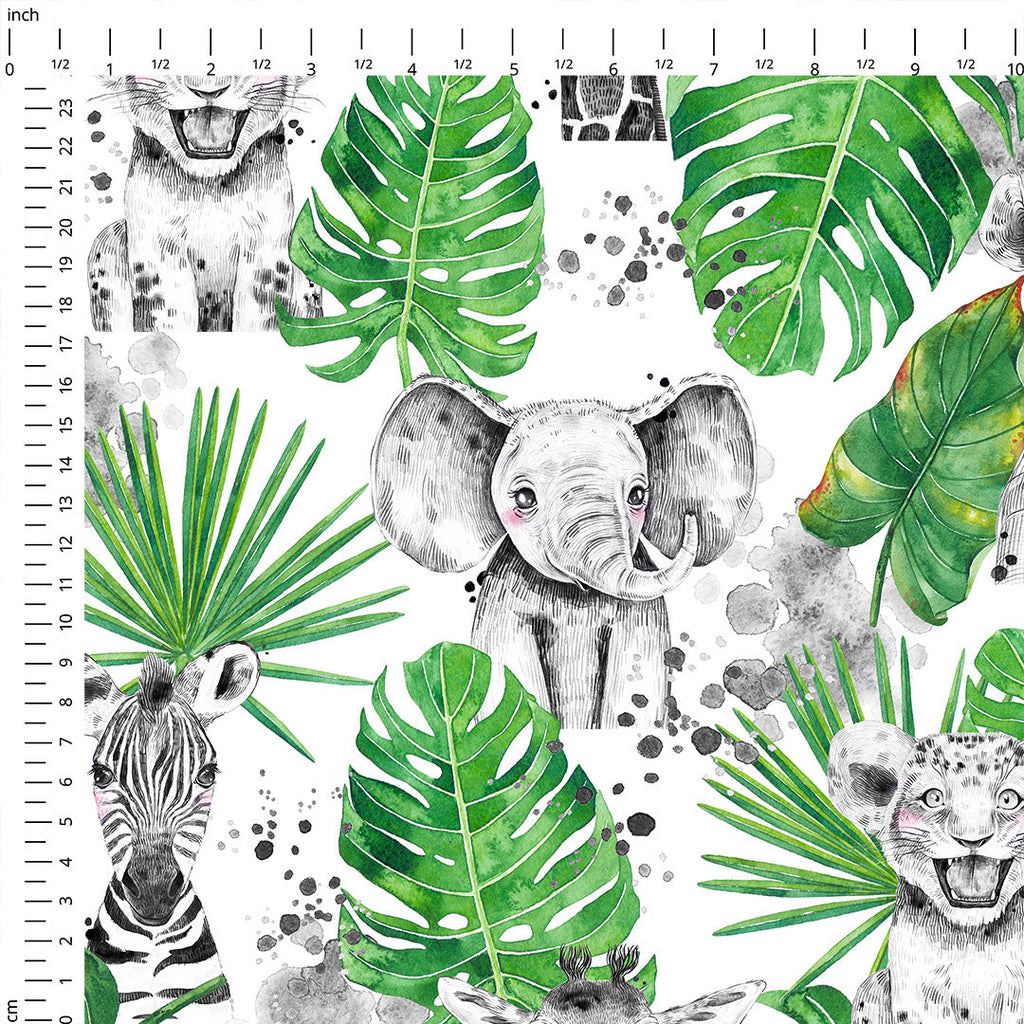 Safari Babies White Fabric