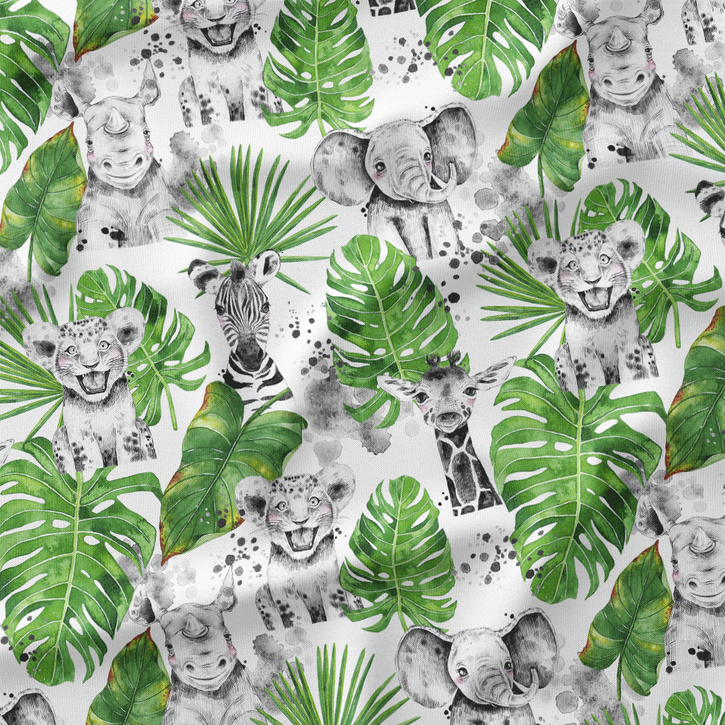 Safari Babies White Fabric
