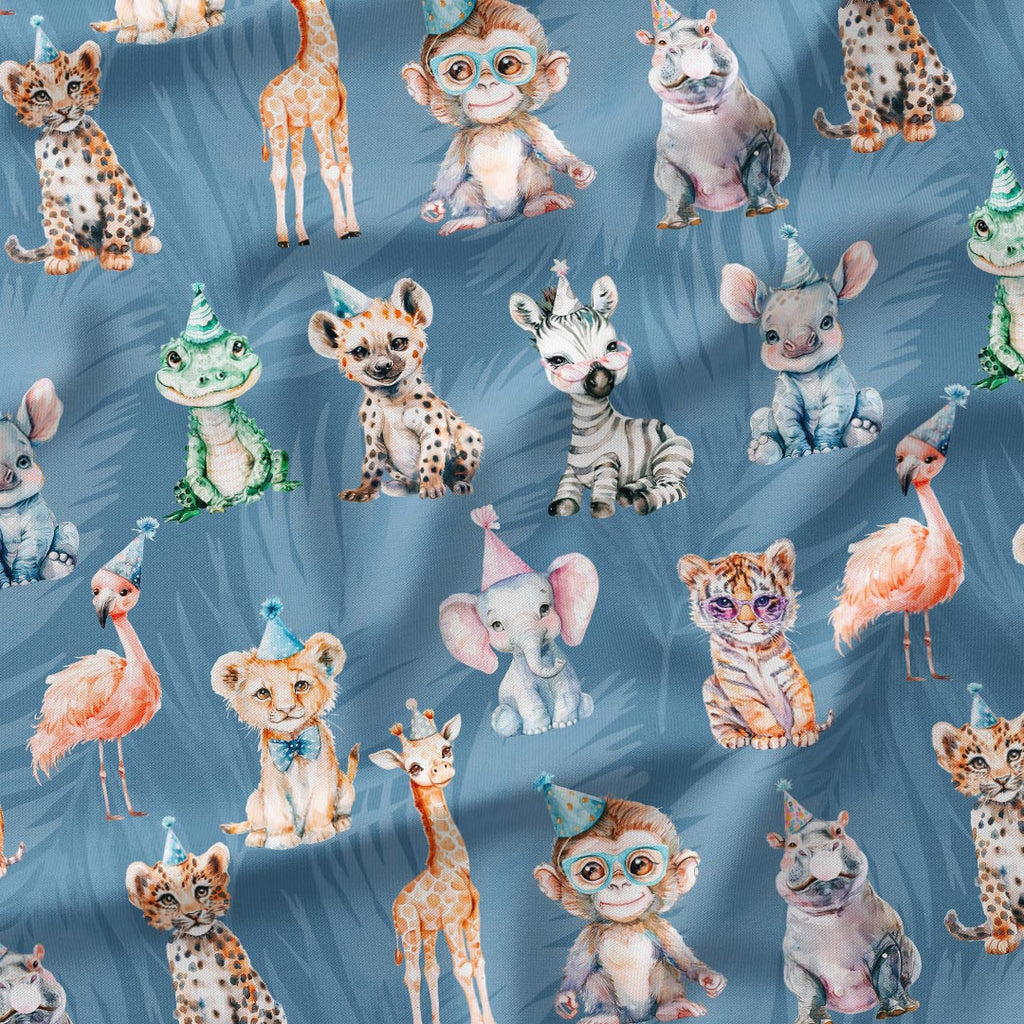 Safari Party Blue Fabric