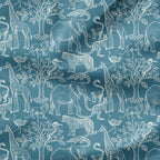 Safari Animals Teal Fabric