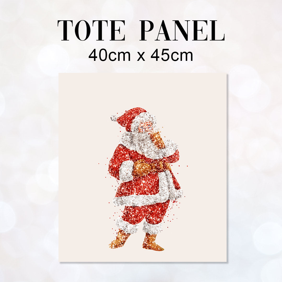 TOTE Santa Sparkle Fabric Bag Panel