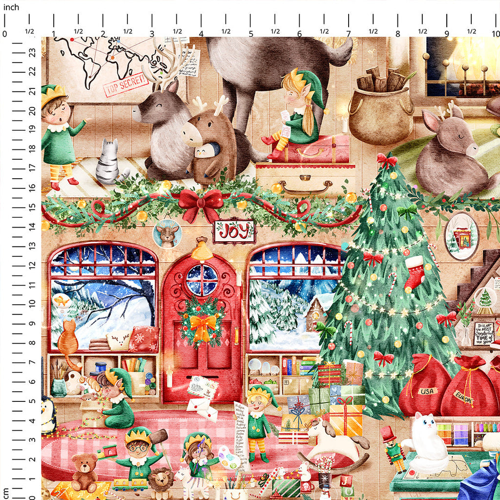 Santa Workshop Fabric