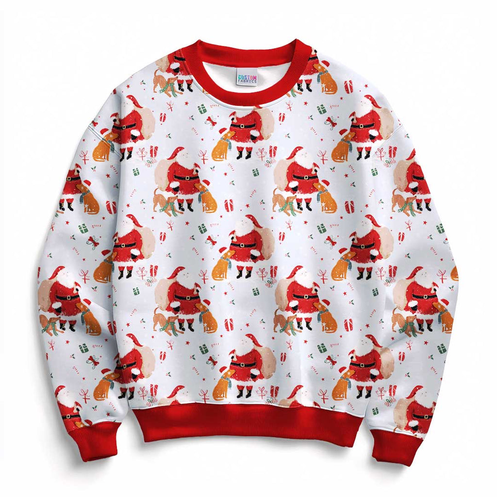 Santa and Dogs Fabric