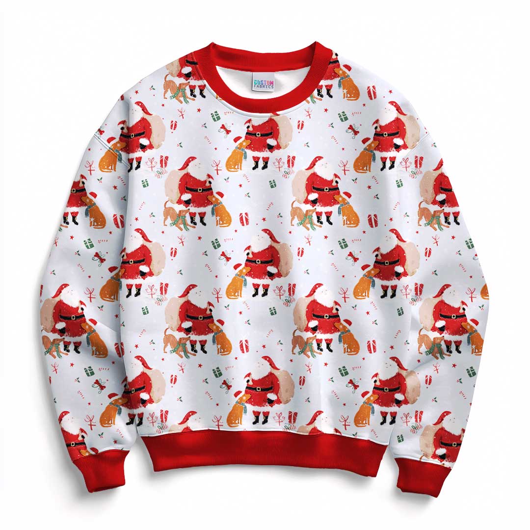 Santa and Dogs Fabric