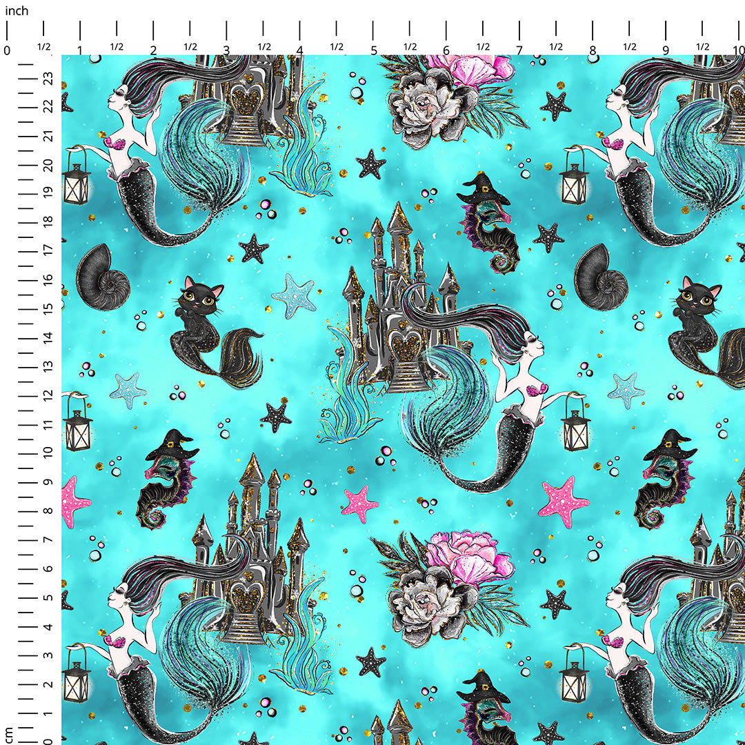 Satly Witches Blue Fabric
