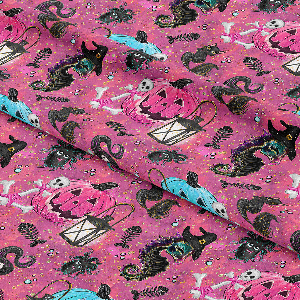 Satly Witches Pink Fabric