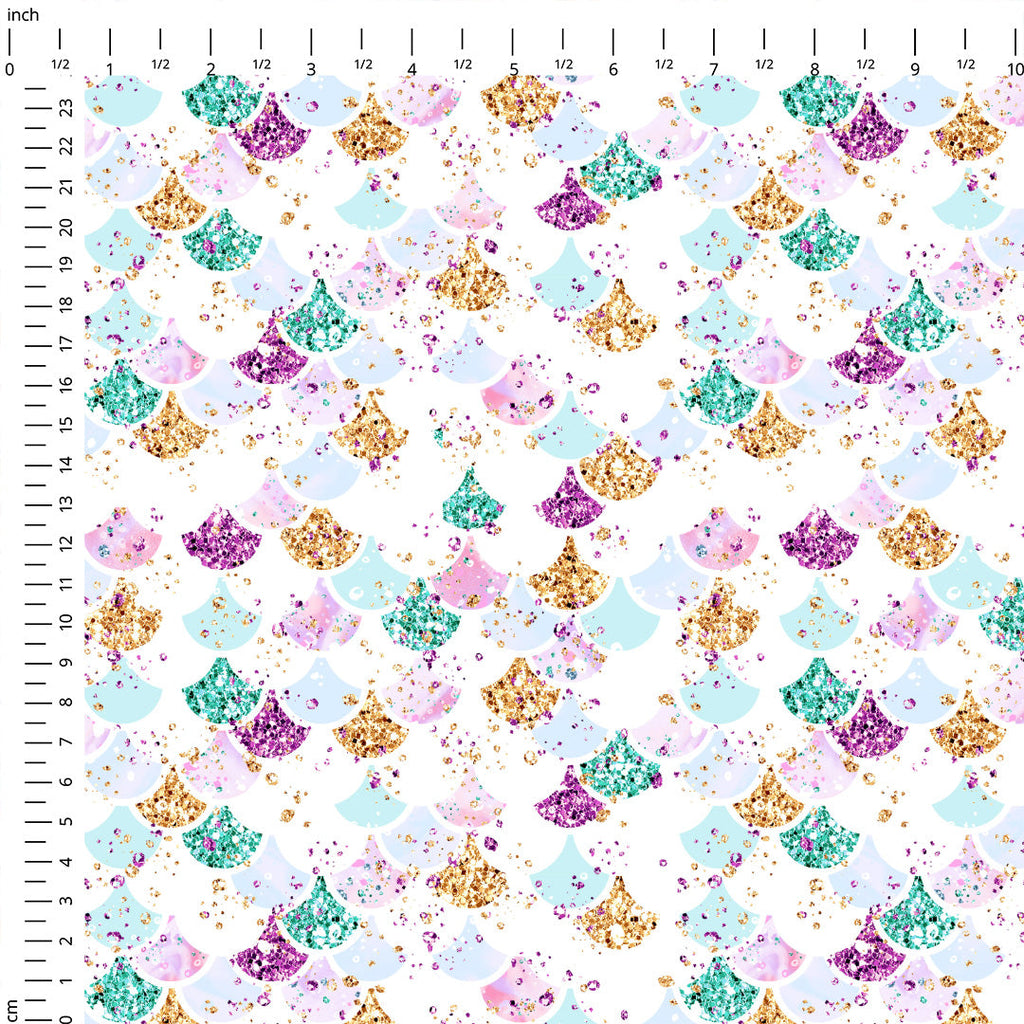 Mermaid Scales White Fabric