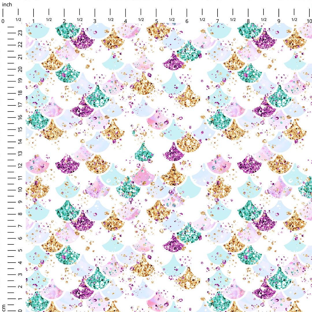 Mermaid Scales White Fabric