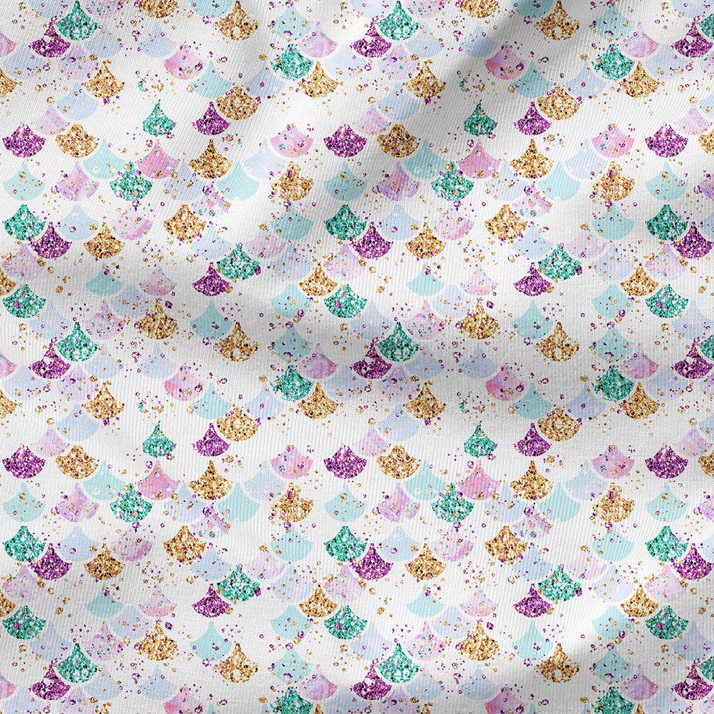 Mermaid Scales White Fabric
