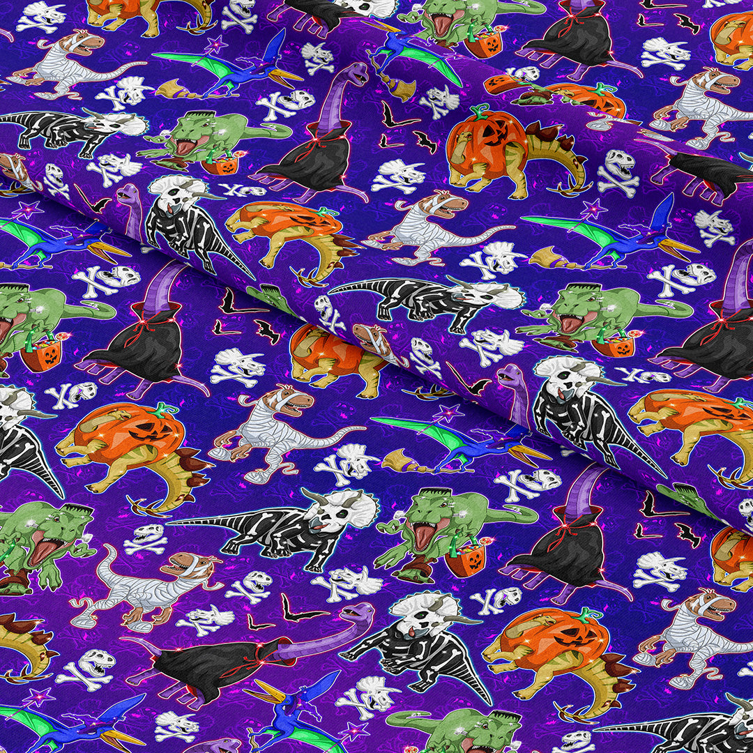 Scary Dinos Purple Fabric