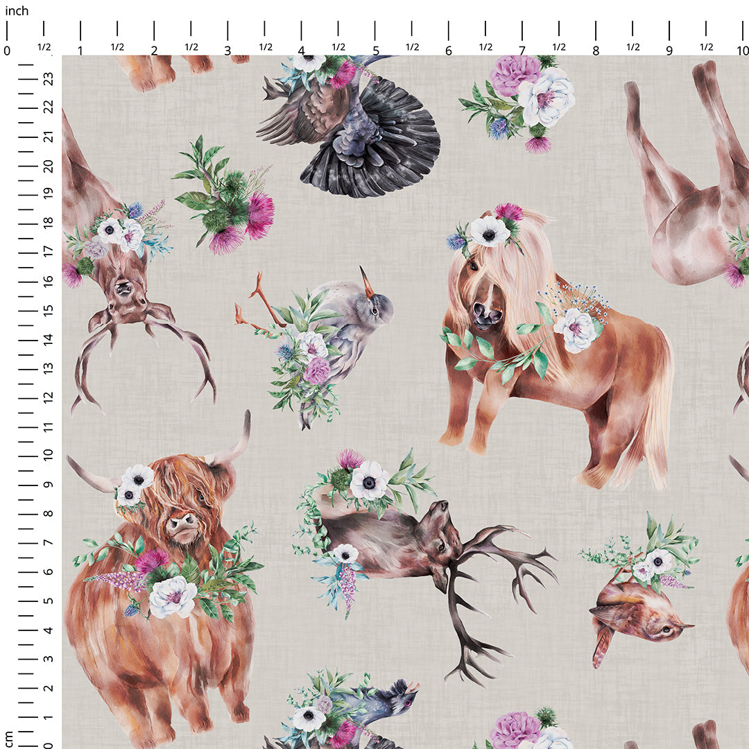 Scattered Scotland Grey Fabric