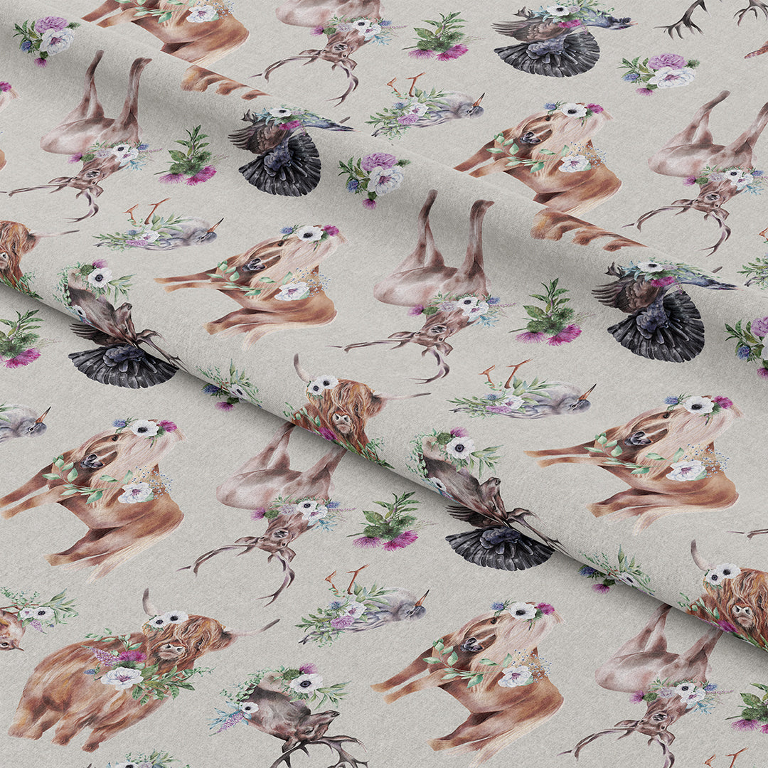 Scattered Scotland Grey Fabric