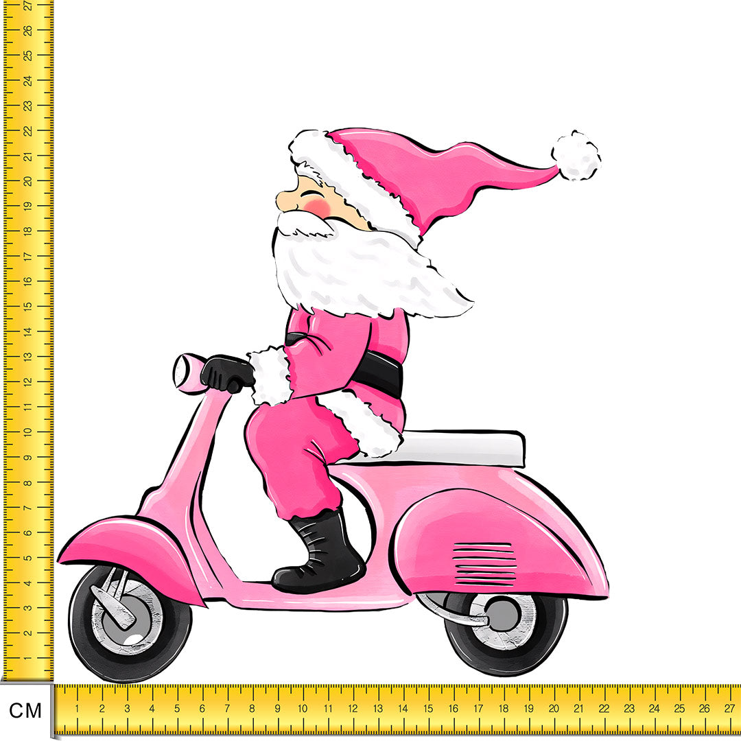 Scooter Santa Iron on Fabric Heat Transfer DTF-140