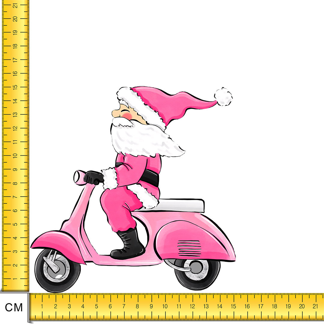 Scooter Santa Iron on Fabric Heat Transfer DTF-140