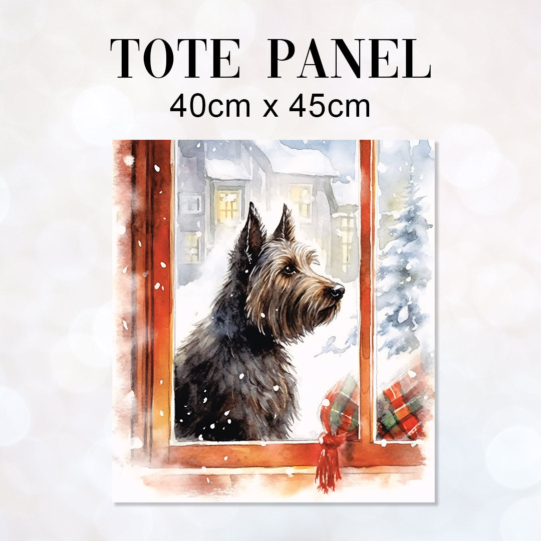 TOTE Winter Scottish Terrier Fabric Bag Panel