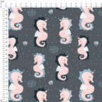 Seahorses Grey Fabric