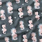 Seahorses Grey Fabric
