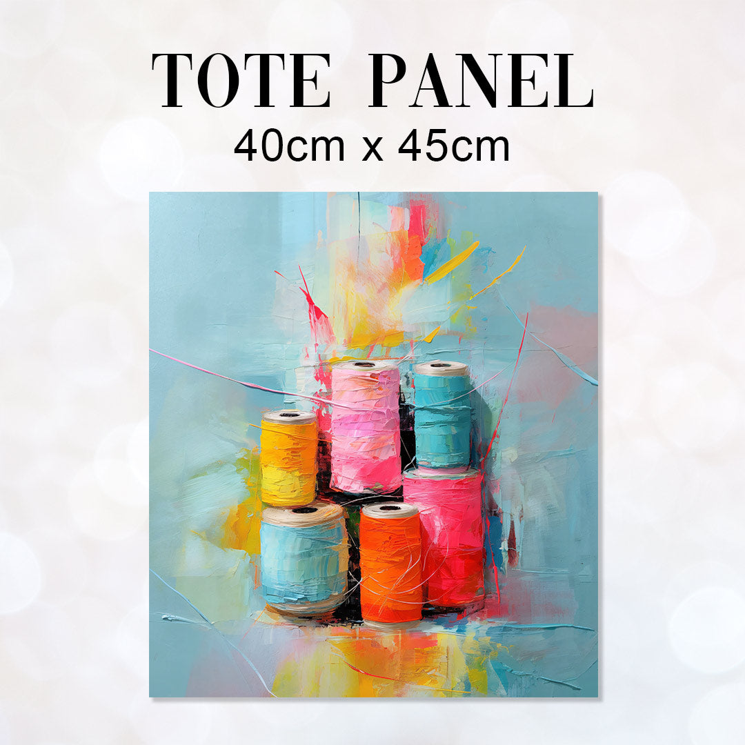 TOTE Sewing Art Thread Spools Fabric Bag Panel