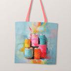 TOTE Sewing Art Thread Spools Fabric Bag Panel