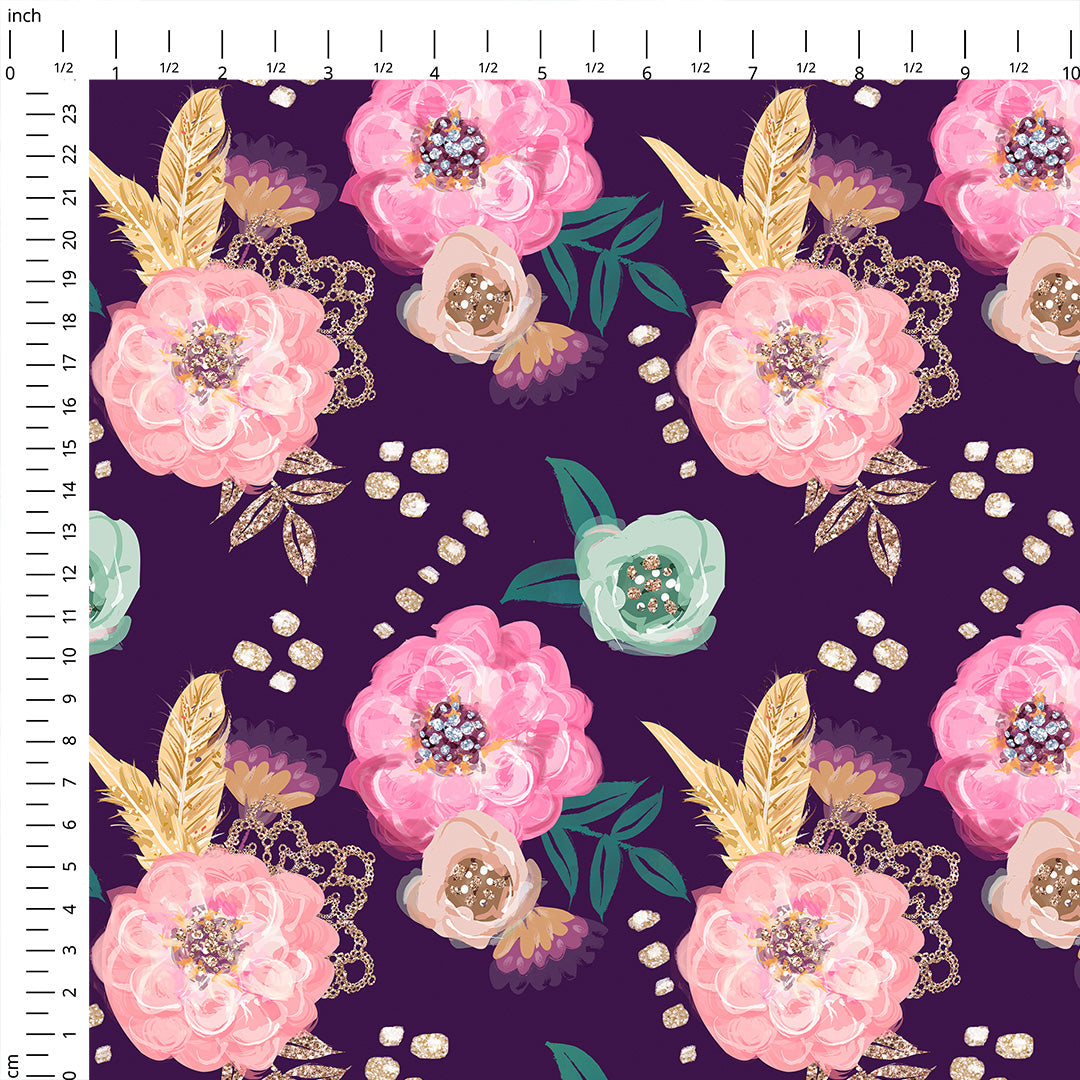 Sewing Couture Roses Purple Fabric