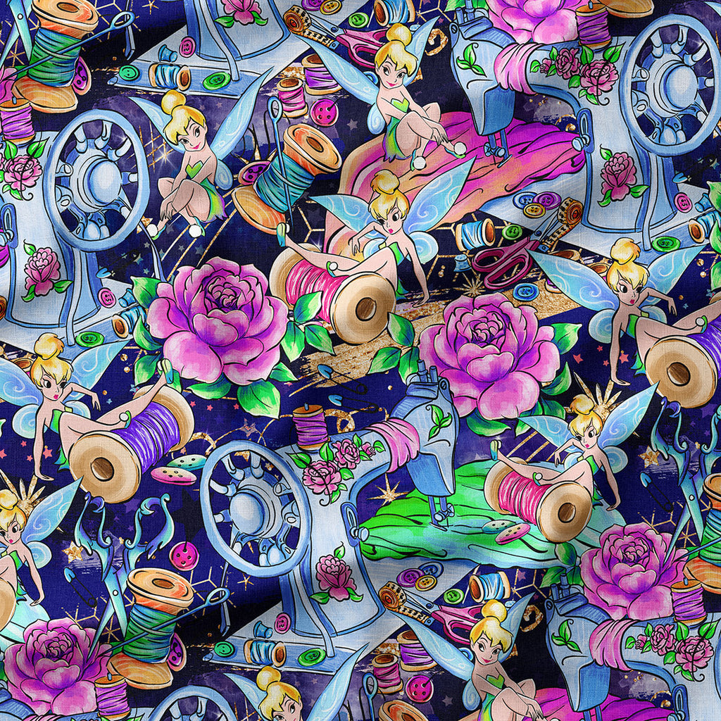 Sewing Fairy Navy Fabric