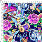 Sewing Fairy Navy Fabric