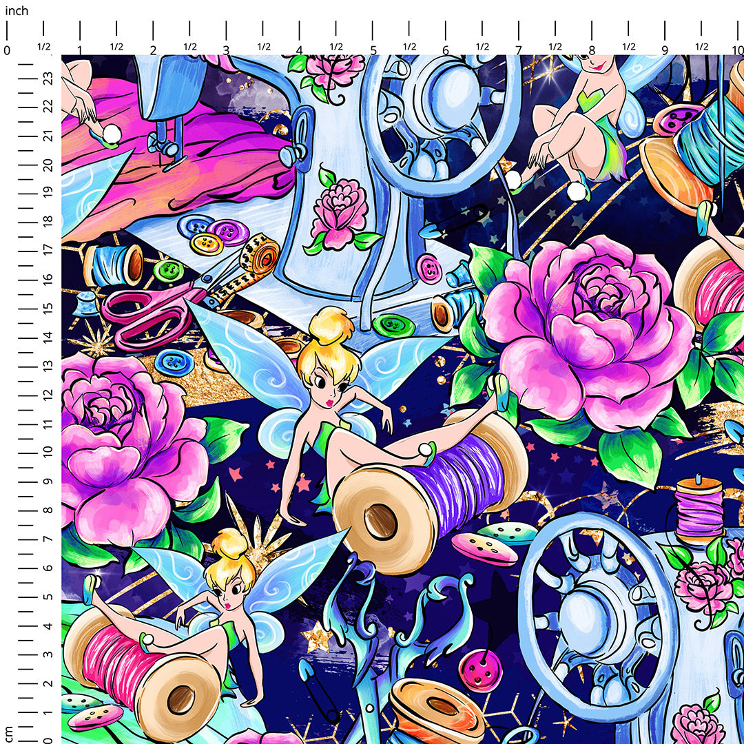 Sewing Fairy Navy Fabric