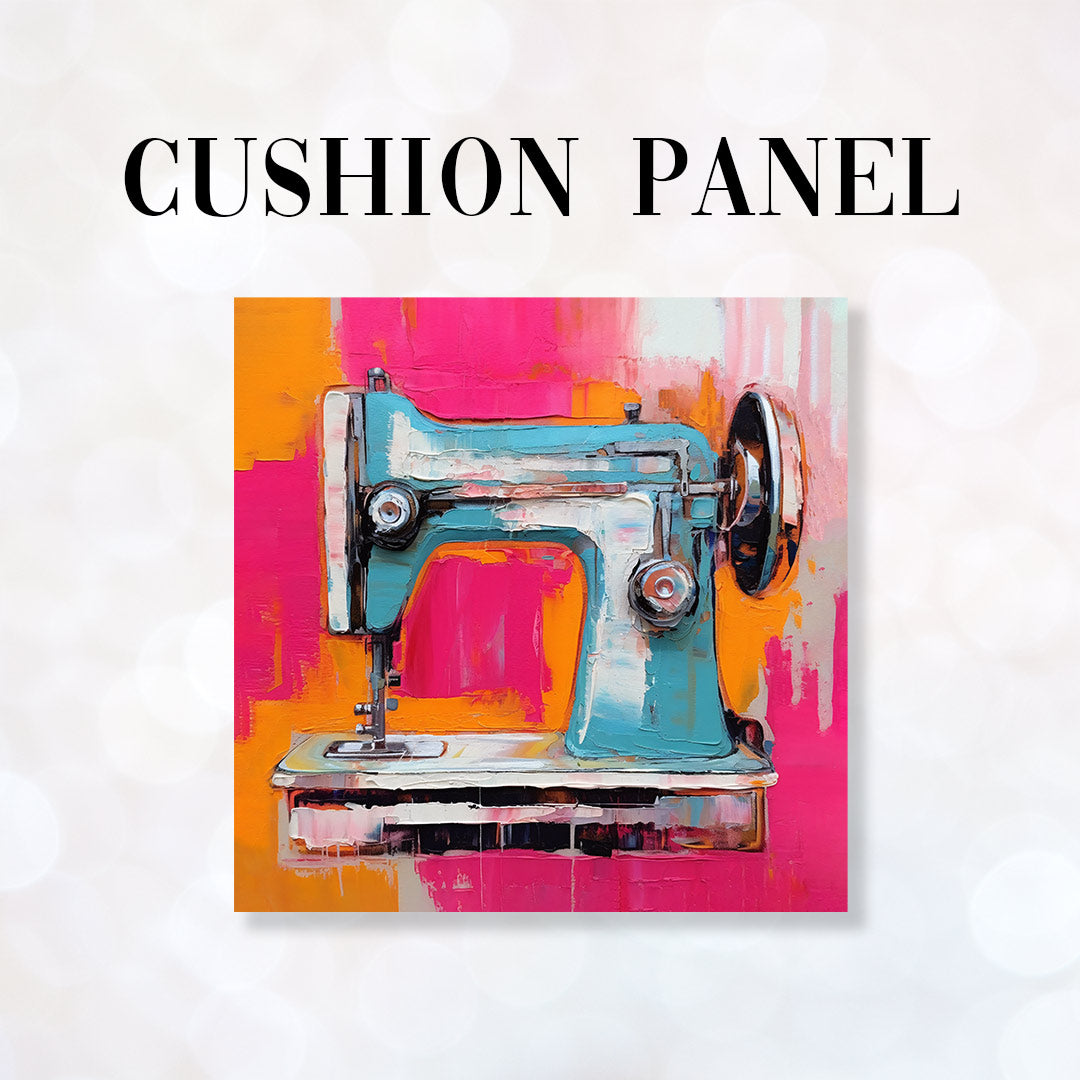 CUSHION Fabric Panel Sewing Machine Art Pink