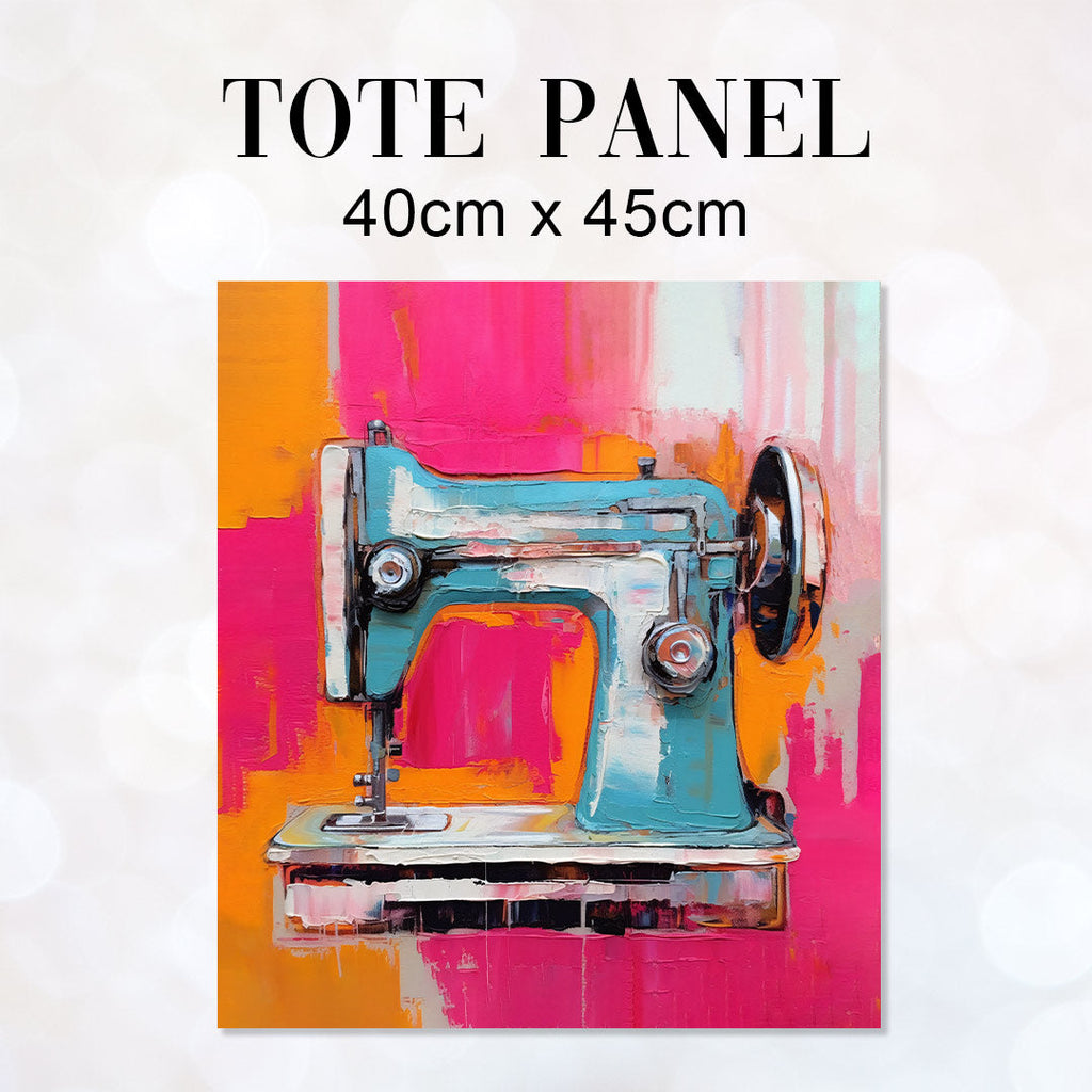 TOTE Sewing Machine Art Pink Fabric Bag Panel