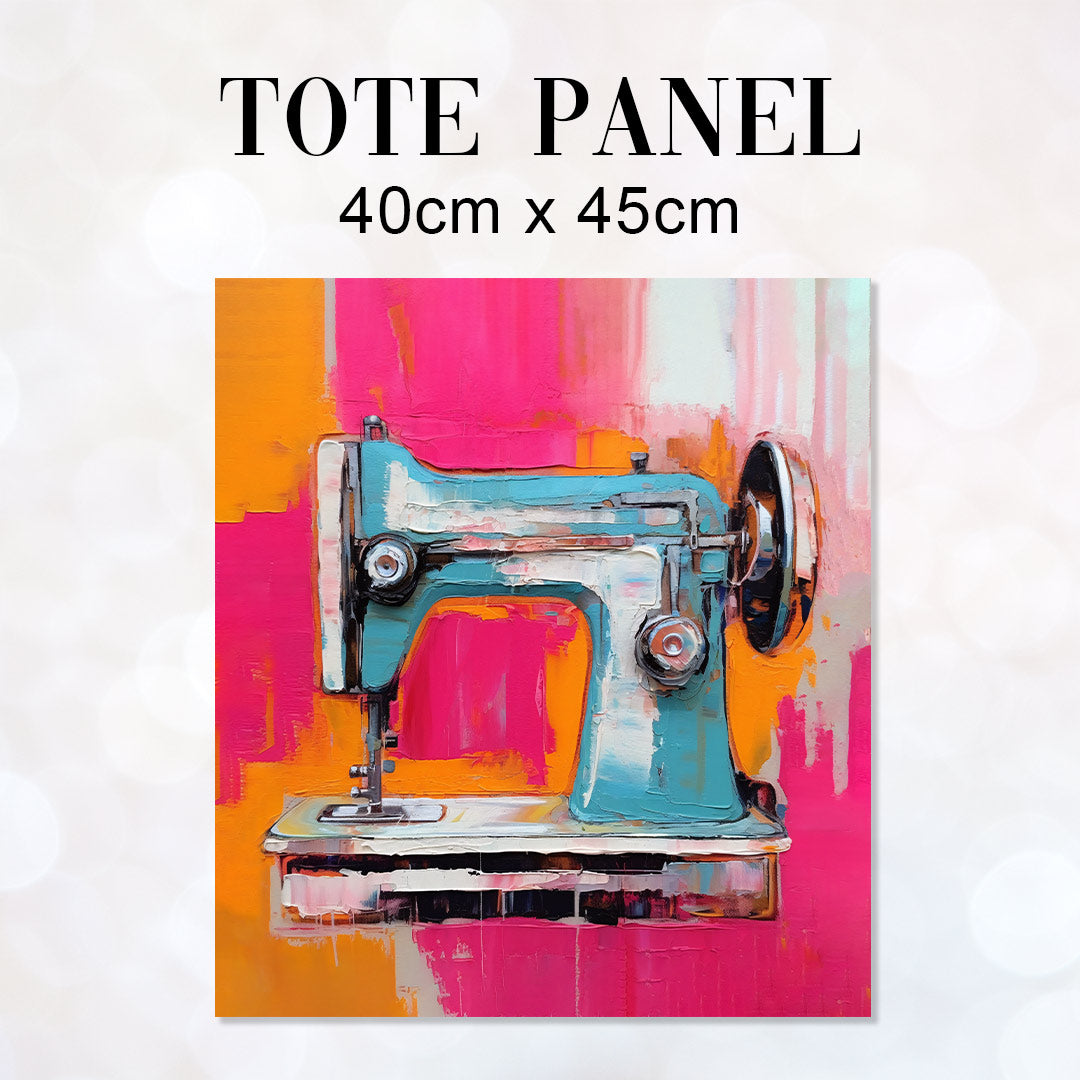 TOTE Sewing Machine Art Pink Fabric Bag Panel
