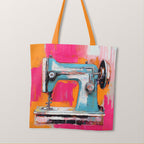 TOTE Sewing Machine Art Pink Fabric Bag Panel