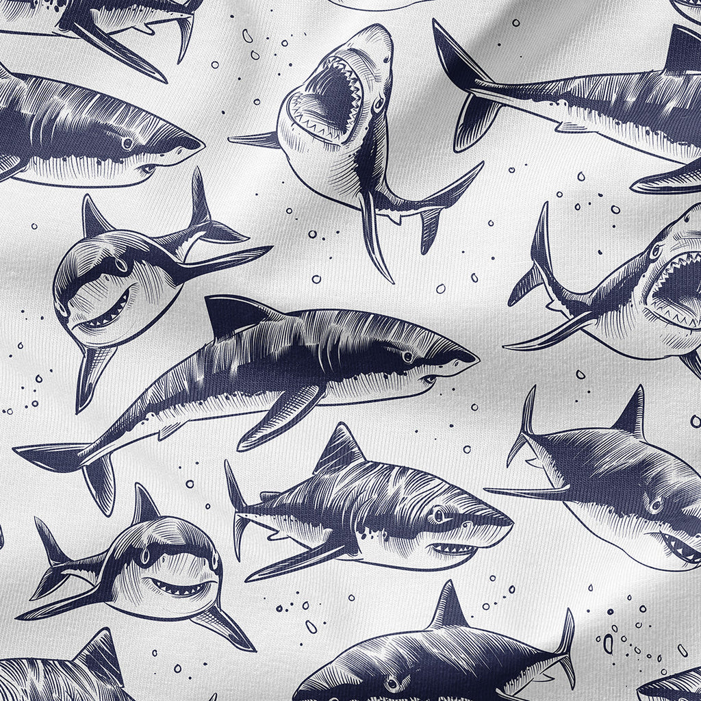 Sharks White Fabric