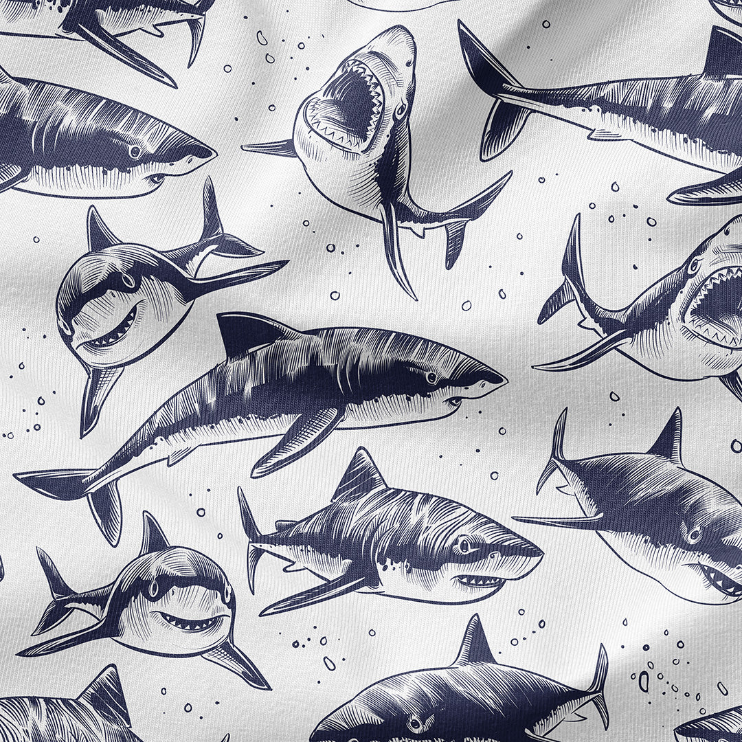 Sharks White Fabric