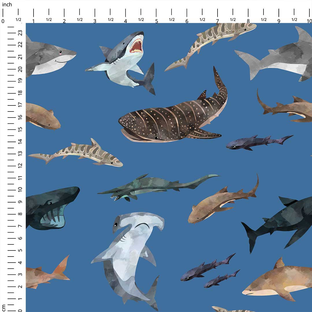 Sharks Blue Fabric