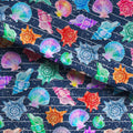 Shells on Blue Stripes Fabric