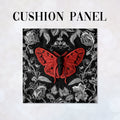 CUSHION Panel Silver Roses Moth CP-193