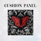 CUSHION Panel Silver Roses Moth CP-193
