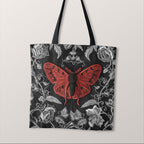 TOTE Fabric Bag Panel Silver Roses Moth TP-264