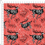 Skeleton Deer Coral Fabric