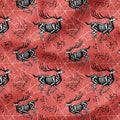 Skeleton Deer Coral Fabric