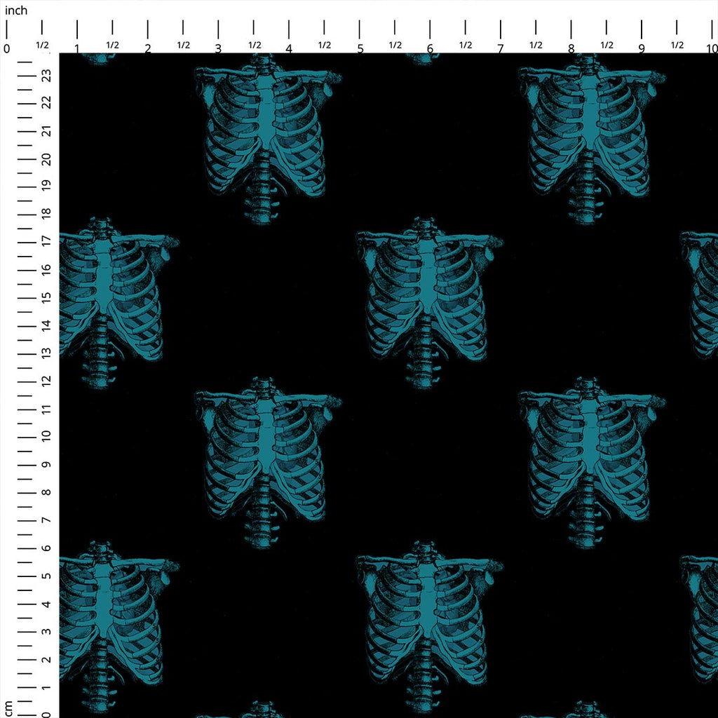 Skeletons Blue Fabric