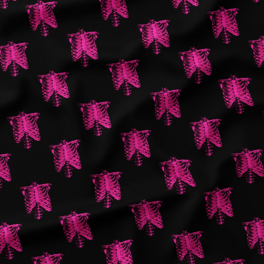 Skeletons Pink Fabric