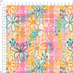 Sketch Floral Plaid Fabric