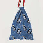 Sketched Puffins Blue Fabric