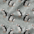 Sketched Puffins Grey Fabric