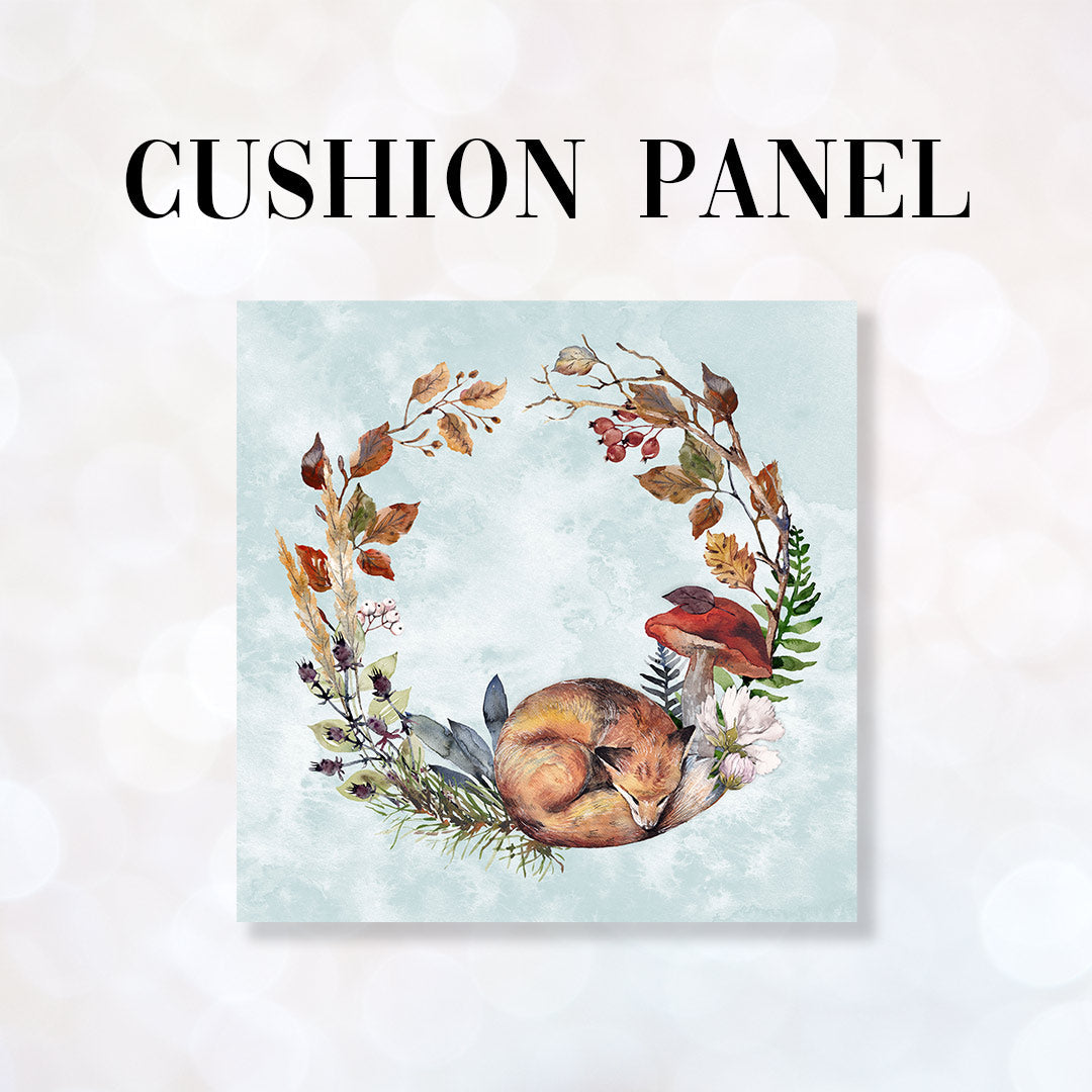 CUSHION Fabric Panel Sleeping Fox Blue