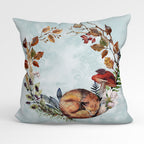 CUSHION Fabric Panel Sleeping Fox Blue