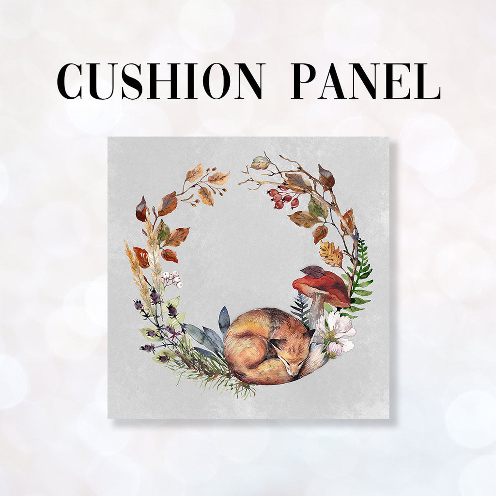CUSHION Fabric Panel Sleeping Fox Lilac